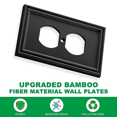 4 Pack Black Modern Decorative Duplex Outlet Covers Wall Plate - size: 1 Gang Duplex Outlet