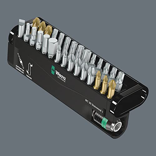 WERA 05056440001 Bit Check Set BC Universal/30 Piece Set 1-BiTorsions Rapidaptor 897/4 and 29 Bitorsions Bits by WERA