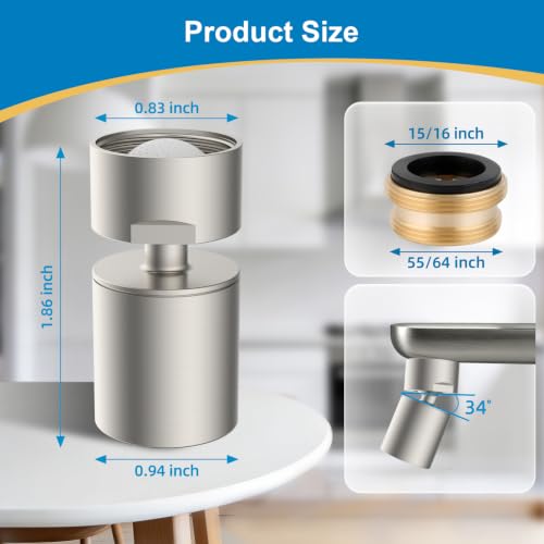 Hibbent NSF/ANSI/CAN 372 Certified 4 Modes Faucet Aerator, Brushed Nickel - color: Brushed Nickel, style: Upgraded Four Modes Faucet Aerator