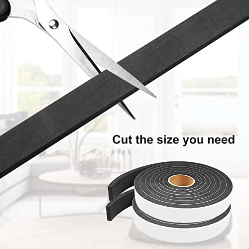 2 Rolls Weather Stripping Door Seal, 1''W x 3/8'' T Foam Tape Single Sided, Adhesive Closed Cell Weather Strip (Total 16 Feet Long)… - size: 1''W x 3/8''T x 16FT