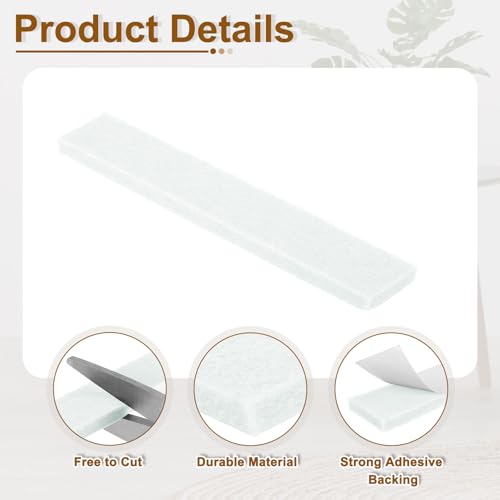 uxcell Felt Strips with Adhesive Backing, 10 Pcs 1" x 6" x 0.2" Anti Scratch Furniture Felt Tapes Self-Stick Pads for Protecting Hardwood Floor, White - color: White