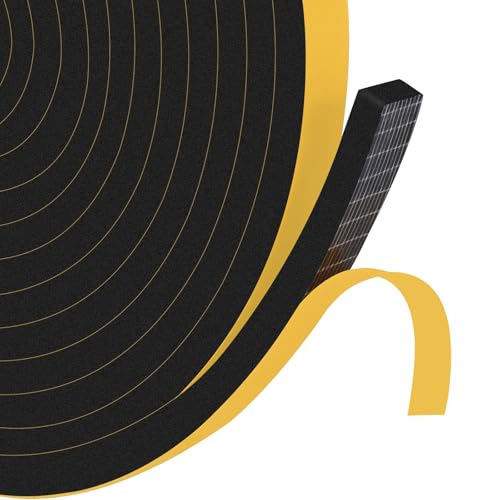 Weather Stripping, Strong Adhesive Foam Tape Insulation, 1/2x1/4in - color: Black, size: 1/2 In x 1/4 In x 13Ft