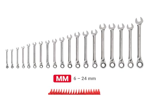 TEKTON Reversible Ratcheting Combination Wrench Set, 19-Piece | WRC94303 - size: 19-Piece (6-24 mm), style: Modular Wrench Organizer