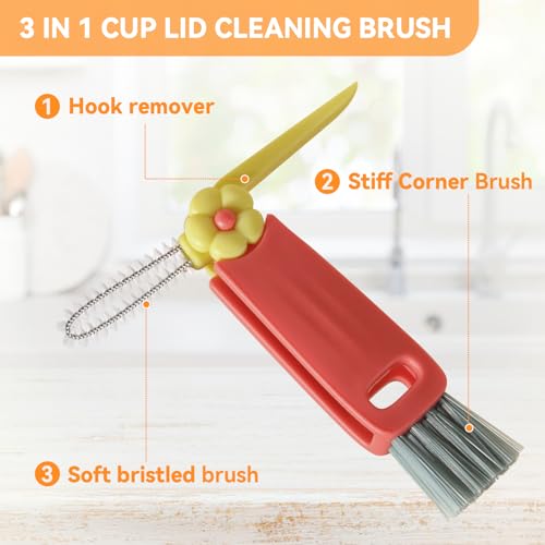 3 in 1 Cup Lid Gap Cleaning Brush Set, Multifunctional Bottle Clean-ing Brush, Cup Lid Gap Cleaner, Home Kitchen Crevice Cleaning Brush Tools (Green) - color: Green