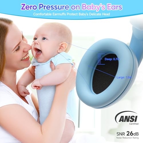 Floriogra Baby Headphones for Noise - [Upgraded Friendly Version] Infant Ear Muffs Noise Protection - Toddler Noise Cancelling Headphones - Baby Ear Protection for 3 Months to 3 Years - color: Blue