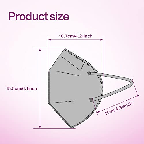 Miuphro KN95 Face Mask 25 Pack, 5-Layers Breathable KN95 Masks - color: Grey