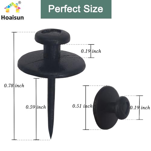 60 PCS Double Headed Picture Hanging Nails, Wall Hangers Without Nails, Thumb Tacks for Wall Hangings Picture, Renter Friendly Decor Push Pins for Tapestry Frame Art - style: Black 60 pcs