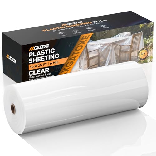 Axgatoxe 6 Mil 10x25 FT Heavy Duty Greenhouse Plastic Sheeting, 1-Roll - size: 10x25 FT