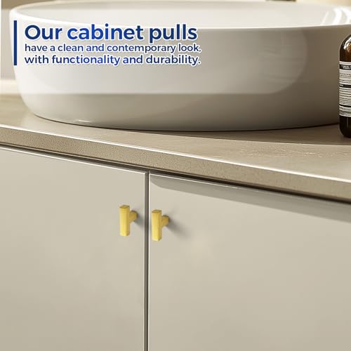 JOY DECOR Gold Cabinet Handles Square Cabinet Pulls, Single Hole, 10 Pack - size: Single Hole
