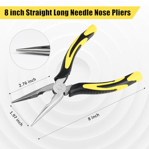 3pcs 8inch Reach Needle Nose Pliers Set for Narrow Spaces