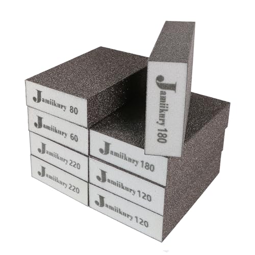 8pcs Sanding Blocks Assortment Kit, Sponge Sand Block Washable and Reusable, Wet & Dry Sandpaper Block - 60/80 Grit x 1pcs, 120/180/220 Grit x 2pcs - size: 60/80/120/180/220 Grits