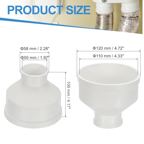 PATIKIL 110mm to 50mm Duct Reducer PVC Pipe Increaser Adapter Airflow Tube - size: 110mm to 50mm