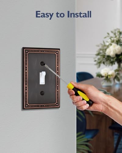 Switch Plates Outlet Covers, 2-Pack Aged Bronze Metal Wall Plates - color: Aged Bronze, size: 1 Toggle 2PK