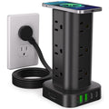 6FT Power Strip Tower with Wireless Charger,Surge Protector with 12 Outlets - color: Black, size: 6FT with Wireless Charging