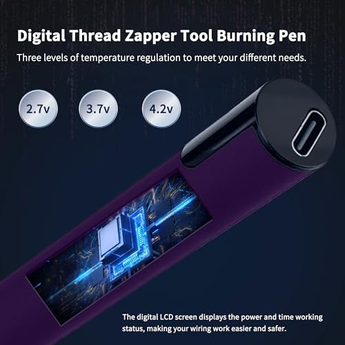 MXHLXRMP Rechargeable Thread Burner Kit, LCD 2.7V/3.4V/4.2V (White) | 510 Threaded Battery , USB-C Charging Cable Included,, For Beading, Sewing, Weaving, Leather Craft, Stringing - color: White