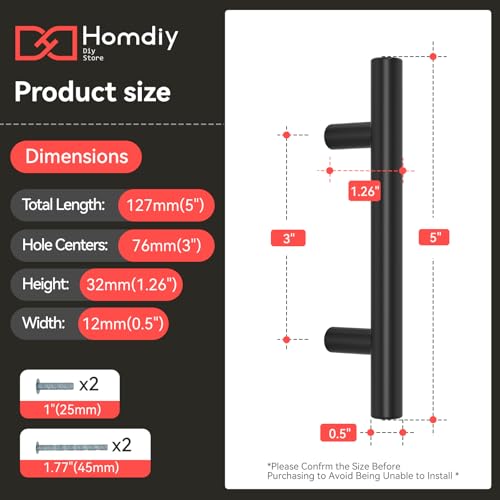homdiy Black Cabinet Handles 10Pack 3inch Hole Center Kitchen Drawer Pulls and Knobs Stainless Steel Cabinet Hardware for Bathroom, Cupboard - color: Black, size: 3in hole centers