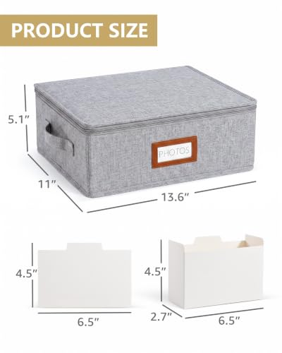 HULISEN Photo Storage Box, Photo Organizer for 2000 4x6 Pictures, Grey - color: Grey
