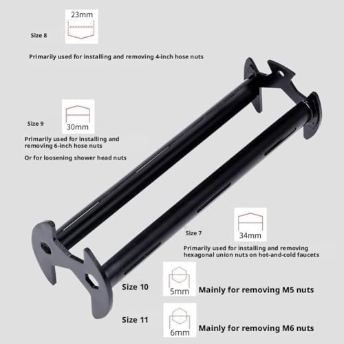 2026 New 2 Pcs Multifunctional Sink Wrench, Upgrade 8 and 11 Sizes Basin Faucet Tool with Four-Jaw Hex Spanner Universal Plumbers Under Sink Wrench for Tight Spaces Kitchen Bathroom Home with Glove
