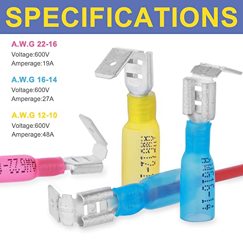 haisstronica 200PCS Heat Shrink Piggyback Spade Connectors, 22-10 AWG - size: AWG 22-10, style: Piggyback 200PCS