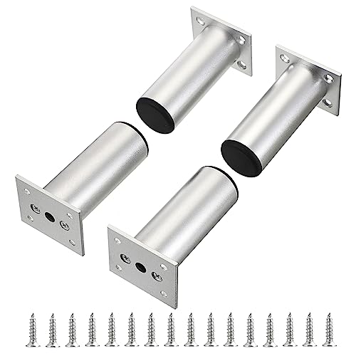Sumnacon 4PCS Aluminium Alloy Furniture Legs - Round Adjustable Sofa Legs Furniture Cabinet Legs, 4 Inch Funiture Feet for Cabinet Desk Table Chair Sofa Bed, Silver - color: Silver, size: 4 Inch Height