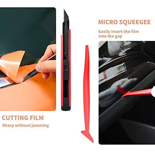 Gomake Vinyl Wrap Tool Kit Car Window Tint Installation Tools Wrapping Kit | Vinyl Wrap Squeegee Tool, 9mm Utility Knife, Film Cutter and Vinyl Tucking Tool Window Tint Kit for Car Wrapping - color: Red