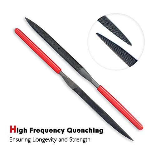 10Pcs Needle File Set- Hardened Alloy Steel, Mini Set Includes Tapered Round, Half Round, Barrette, Crossing, Knife, Warding, Square, Three Square