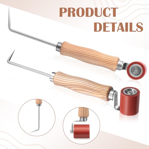 2 Pcs Seam Roller with Seam Tester Probe 40mm Silicone Roofing Roller Smoothing Combo Tool for PVC/TPO/EPDM Woodworking Flooring Wallpaper Single Ply Roofing Tape Hot Air Tools