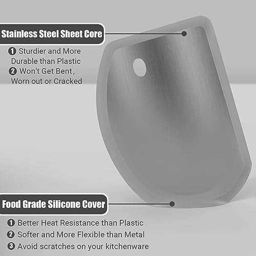 Sapid Flexible Curved Edge Silicone Bowl Scraper Dough Scraper Baking Bread - color: Gray