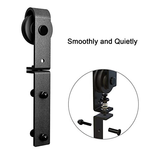 40" Bi-Folding Sliding Barn Door Hardware Track Kit,Smoothly&Quietly,Side Mounted Black Roller,Easy Install,Door Not Included [Fit Double 18" Bifold Doors] - size: 40" for 2 Doors