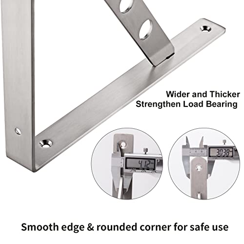 YUMORE 16 Inch Shelf Bracket, Heavy Duty L Bracket, 2 Pack - size: 16"(Soild)