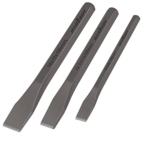 HORUSDY 3-Piece Heavy-Duty Cold Chisel Set, 3/8", 1/2", 5/8" Metal Chisels, Drop-Forged Cr-V Steel for Woodworking, Metalworking, Masonry & Carpentry - size: 3-Piece (3/8", 1/2", 5/8")