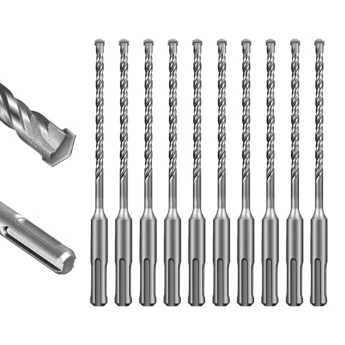 SALI Rotary Hammer Drill Bits 3/16"*6" 10 Pcs Rotary Hammer Drill Bits Concrete Masonry Hole Tool with Storage Case for Concrete, Stone, Brick - size: 3/16"*6"