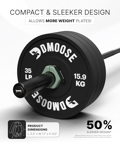 DMoose Fitness Barbell Clips 2 Inch (Pair) - Quick Release Olympic Barbell Clamps & Collars with Anti Slip TPR Grip for Secure Weightlifting and Powerlifting - Weight Clips for Bars at Home or Gym - color: Ranger Green, style: Magnetic