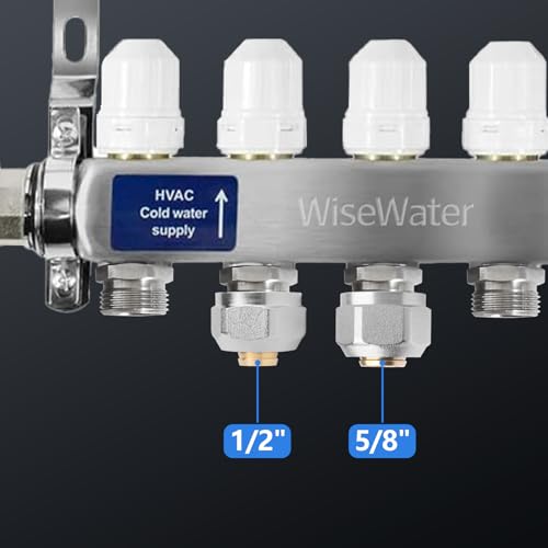 AB 10 Pcs 5/8" PEX Radiant Manifold Connector/Adaptor/Tubing Nuts, Branch Ports Plumbing Fittings for AB/WiseWater 2-12 Loop Manifolds