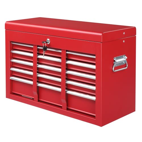 Winado 24" Metal Portable Tool Box with 5 Drawers, Lockable, Red - color: Red