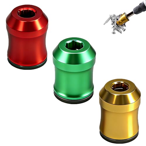 Magnetic Screw Holder, 3 Pack Bit Magnetizer Rings for 1/4 Inch Hex Bits, Removable Magnetic Drill Bit Holder for Overhead, Tight-Space and DIY Work