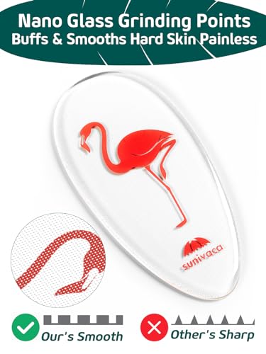 Glass Foot File Callus Remover for Feet, Flamingo Gifts for Women, Feet Scrubber Dead Skin Remover, Professional Pedicure Tools at Home, Heel Scraper for Cracked Heels Heavy Duty - color: Classic-flamingo