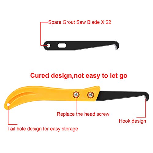 20 Pcs Hook Knife with 2 Pcs Handle Grout Removal Tool