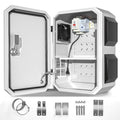 Outdoor Electrical Box with Thermostat and Fan, Cold-Rolled Steel Plate, Aluminum Alloy Back Beam, One-Piece Ventilation Design, IP65 Waterproof, Wall/Pole Mounted. (17.7" x 13.8" x 7.9") - size: 17.7" x 13.8" x 7.9"