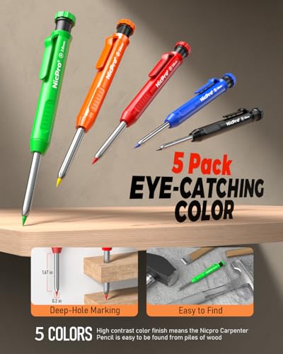 Nicpro 31 Pack Carpenter Pencil Set with Sharpener, Canvas Case - size: 1 Count (Pack of 31)