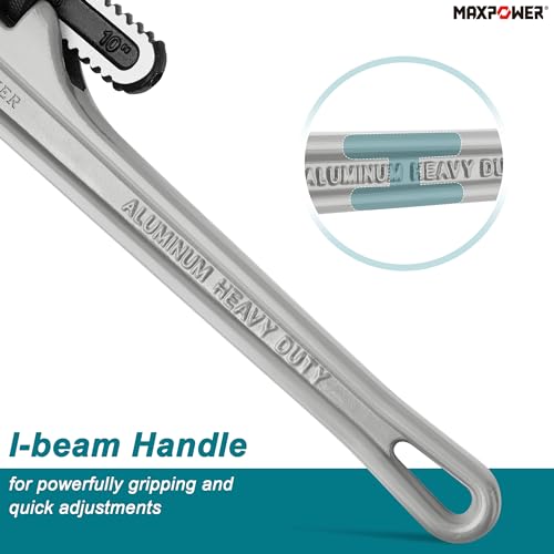 MAXPOWER 10 inch Straight Pipe Wrench, 1 inch Jaw Capacity - size: 10-inch, style: Straight Pipe Wrench