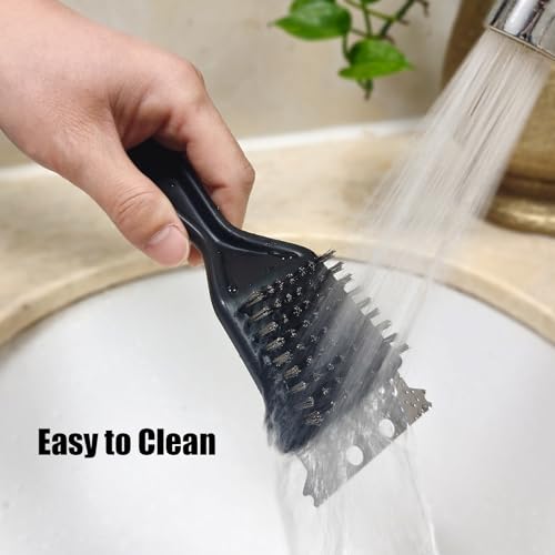 Wire Brush with Scraper for Paint Removal Rust Cleaning 2-Pack Versatile Stainless Steel Bristle Brush for Cleaning Grill Stains Welds Moss and More - size: 8 inch (2-Pack)