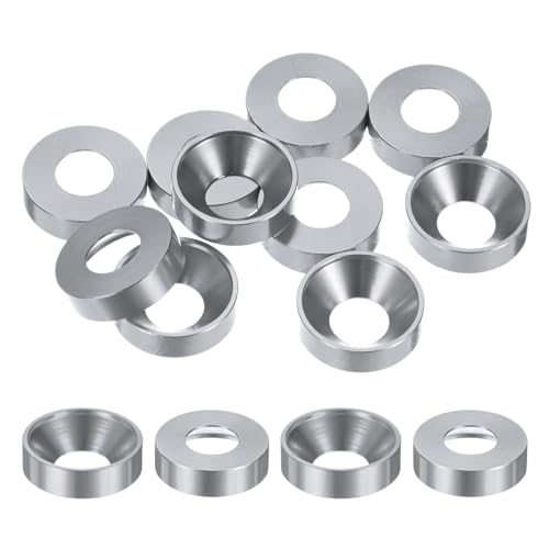 M METERXITY 10-Pack M8 Countersunk Finish Washers, Hole Dia 0.31"/8mm Alloy Aluminum Finish Cup Washer Screw Head Gasket for Industrial/Screw RC/Car/Motorcycle/Mechanical Parts [Silvery] - color: Silvery