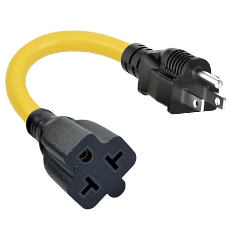 1Ft 15 Amp Household to 20 Amp AC Power Adapter Cable 12AWG Outdoor - size: 1Ft extension cord