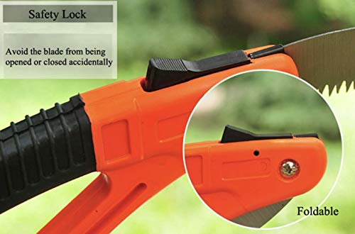 Edward Tools Harden Folding Pruning Saw with SafeGaurd Handle - 7” Hight Hardness Steel 3 Sided Razor Tooth Blade for Cutting Trees and Limbs - Saw for Camping, Hunting, Wood Clearing