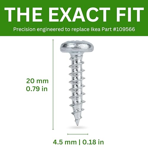 Spare Hardware Parts Replacement for IKEA Furniture Screw Chipboard Flat TRX Screw - Part #109566 | Chipboard Screw M4.5-2.0×20 Full Thread with PZD2 Recess| Pack of 16 - size: 109566