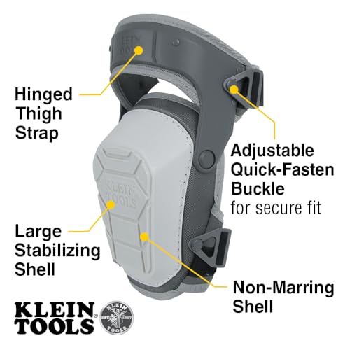 KLEIN TOOLS 60897 Knee Pads for Men and Women, Non-Marring, Heavy Duty Stabilizer Work Knee Pads, Adjustable Straps for Construction and Flooring - size: Non-Marring