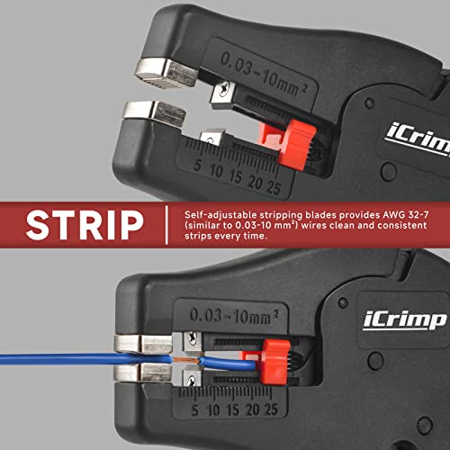 iCrimp Self-Adjusting Wire Stripper, AWG 32-7 with Built-in Cutter