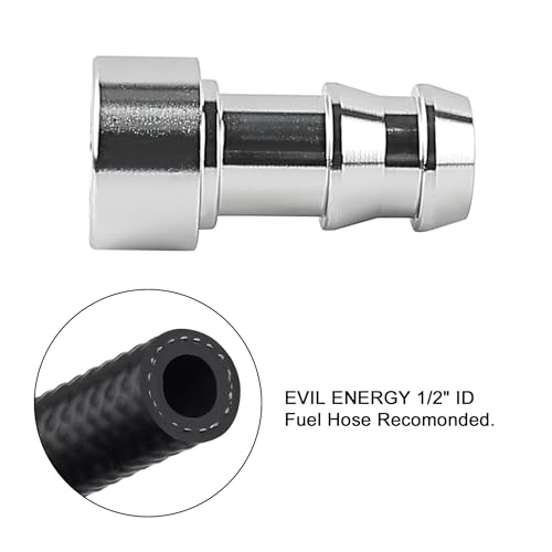 EVIL ENERGY 1/2" Weld On Hose Barb Tail Nipple On Bung Fitting Adapter Natural Aluminum 2PCS - size: 1/2 barb