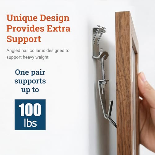 Okllen 16 Pcs Adjustable Picture Hangers J Hooks, Heavy Duty Mirror Picture Frame Hanging Kit with Hangers Hooks, Supports up to 100 Lbs